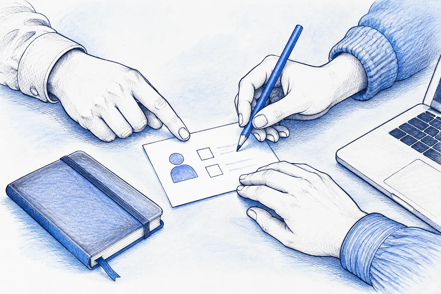 Un equipo trabaja sobre el mismo registro de cliente y acuerda los próximos pasos.