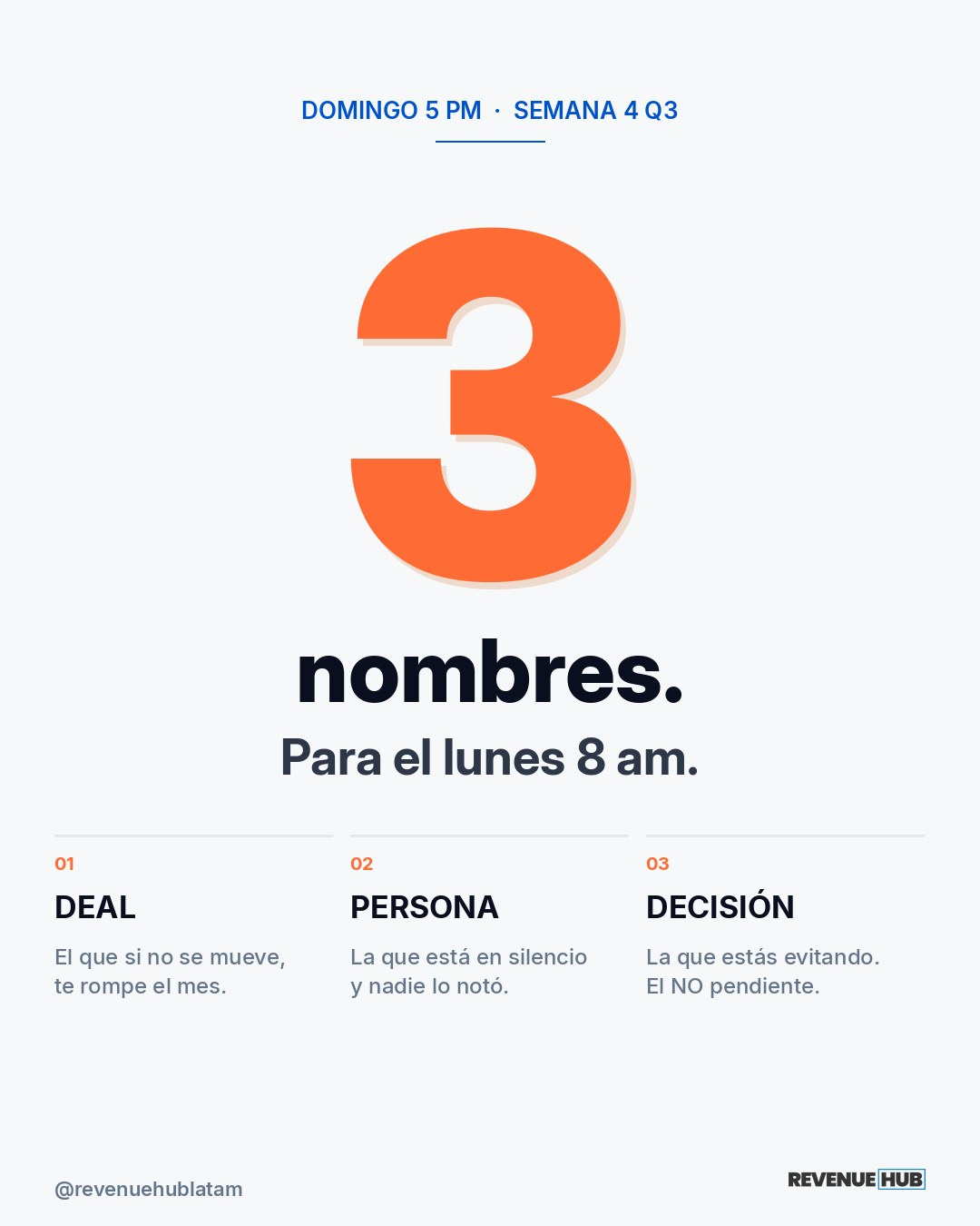 𝐃𝐨𝐦𝐢𝐧𝐠𝐨 𝟓 𝐩𝐦. 𝐔𝐧 𝐜𝐮𝐚𝐝𝐞𝐫𝐧𝐨. 𝐓𝐫𝐞𝐬 𝐧𝐨𝐦𝐛𝐫𝐞𝐬. 𝐍𝐨 𝐜𝐮𝐚𝐭𝐫𝐨.