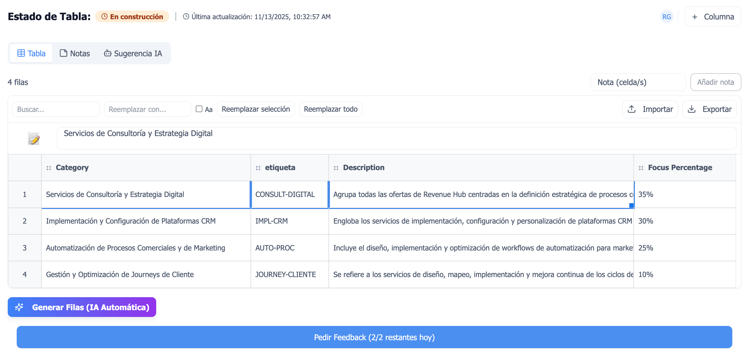 Detección de tablas en chat y exportación a Excel